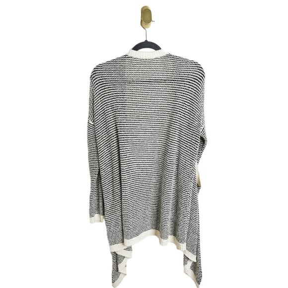 Eileen Fisher Classic Boucle Striped Waterfall Cardigan Black and White Medium - Picture 3 of 6